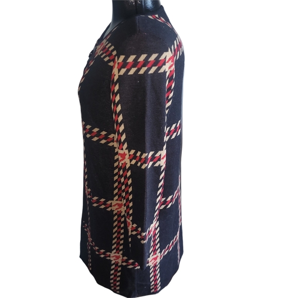 Kasper Plaid Cardigan with Buckle Detail M - Picture 4 of 6